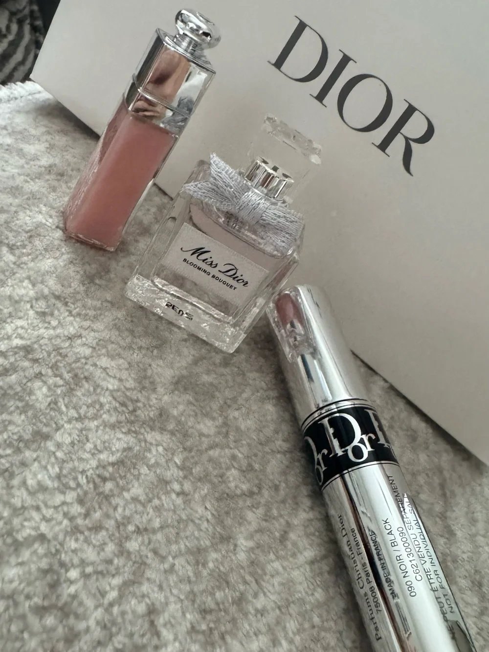 Dior Mini Makeup Set with Pink Gloss, Silver Mascara, and Miss Dior Mini